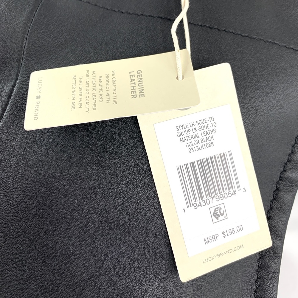 Lucky Brand Soue Unisex Black Leather Large Tote Shoulder Bag Business Travel - Picture 12 of 13